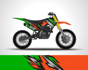 Obraz premium Racing motorcycle wrap decal and vinyl sticker design. Concept graphic abstract background for wrapping vehicles, motorsports, Sportbikes, motocross, supermoto and livery. Vector illustration.