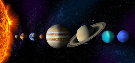 Sun and the planets of the Solar system © Anterovium