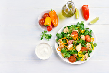 Vegetable salad with chicken meat