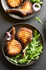 Grilled pork steaks