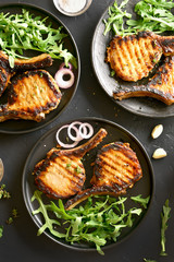Grilled pork steaks