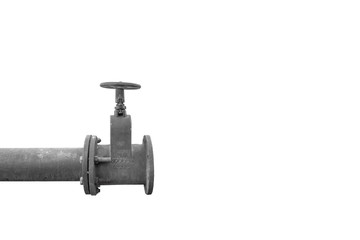 Pipe with valve isolated on white background.