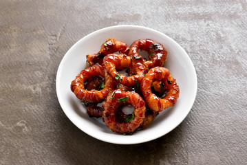 Bacon wrapped onion rings