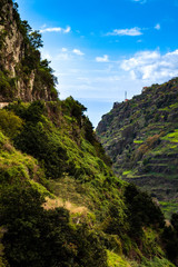 Madeira Travel Deep Ravine Ocean View Sunny Day