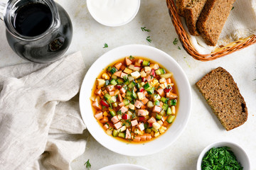 Cold russian soup Okroshka