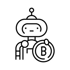 Bitcoin mining line icon, concept sign, outline vector illustration, linear symbol.
