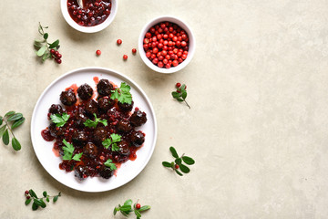 Meatballs with cranberry sauce