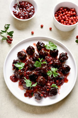 Meatballs with cranberry sauce