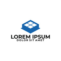 Solar panel company logo template with roofing system illustration in flat design monogram symbol