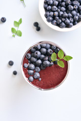 Blueberry smoothie in glass