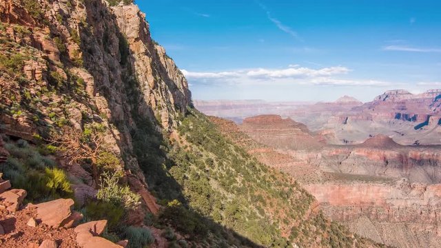 The beautiful scenery of big rocky mountains near the Grand Canyon in Arizona, USA - Pan wide shot