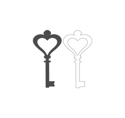 Vector set collection of contour icons and patterns of vintage keysю Security, unlock, key for door lock. 