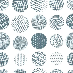 Gardinen Niedliche handgezeichnete Doodle Kreise nahtlose Muster, abstrakter Hintergrund, ideal für Textilien, Banner, Tapeten, Verpackung - Vektordesign © TALVA