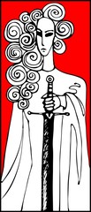 Virgo warrior vector illustration historical character hand drawing with sword