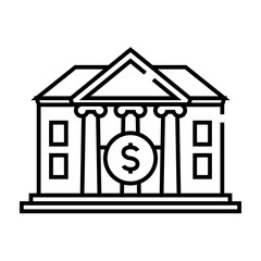 Bank building line icon, concept sign, outline vector illustration, linear symbol.