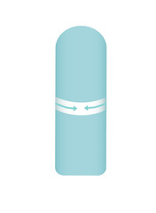 Feminine tampon, white tampon with blue thread. tampon in plastic pack, swab with applicator. Menstruation days.