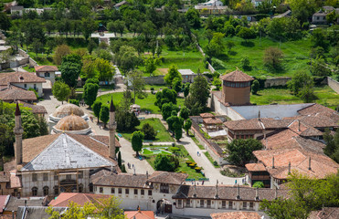 Fototapeta na wymiar Top view on the city of Bakhchisarai, Crimea