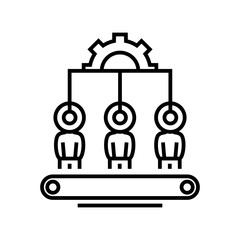 Automatic process line icon, concept sign, outline vector illustration, linear symbol.