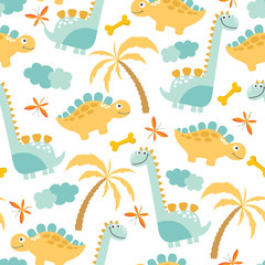 Cute Dinosaur Seamless Background