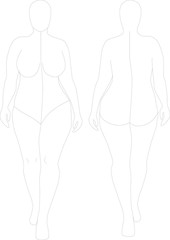 XXL size female fasihon vector pose for fashione skething