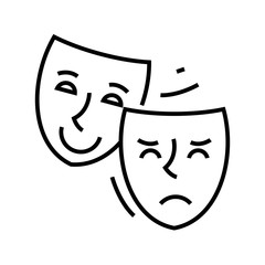 Acting mask line icon, concept sign, outline vector illustration, linear symbol.