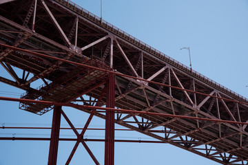 construction of the 25 april bridge in lisbon background