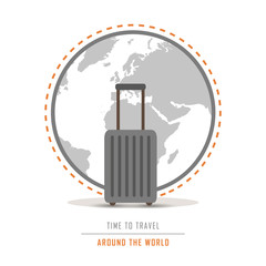 time to travel around the world with suitcase vector illustration EPS10