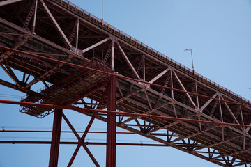 construction of the 25 april bridge in lisbon photo