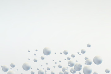White Sphere on white background. Abstract of chaotic low poly shapes. Sphere mockup. Realistic spheres of shower bubbles for web design. 3d illustration