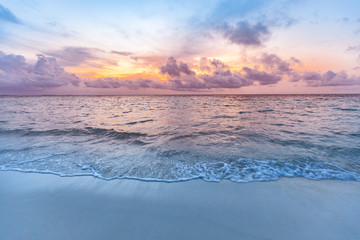 Sea sand sky concept, sunset colors clouds, horizon, horizontal background banner. Inspirational...