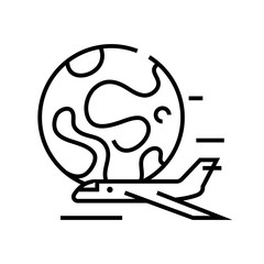 Airplane ride line icon, concept sign, outline vector illustration, linear symbol.
