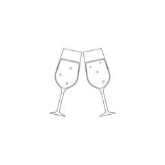  Highlights icon for instagram and other social media - two glasses of champagne. Trend flat icon