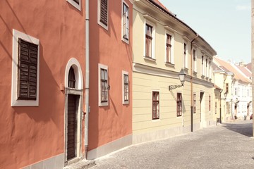 Fototapeta na wymiar Gyor, Hungary. Retro style filtered color.