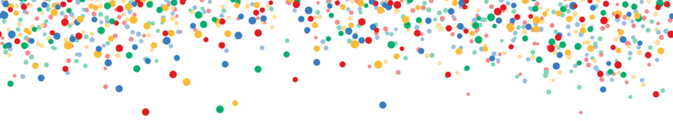 seamless colored confetti on upper border with free space for text