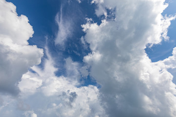 Fototapeta premium Blue sky background with white clouds