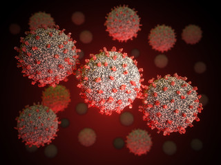 Realistic 3D image of a coronavirus