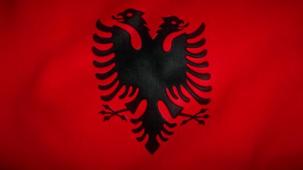 flag of albania waving in the wind