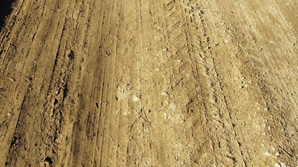 Treads of vehicles in the mud