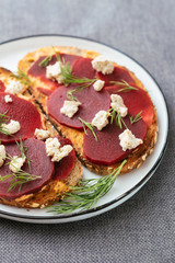 Pickled Beets on Toast with Vegan Feta