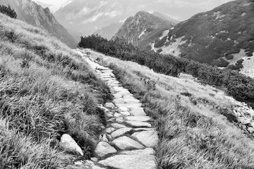 Obraz premium Tatry, Poland. Black and white retro style photo.