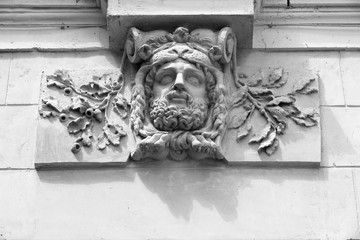 Paris architecture. Black and white vintage style photo.