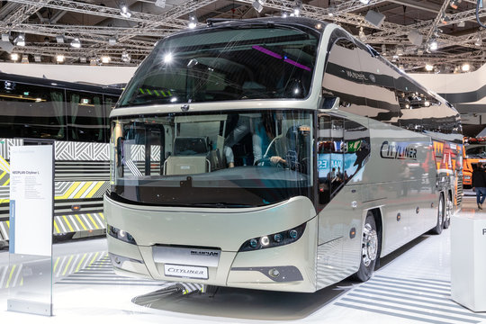 Neoplan Cityliner L Luxury Coach bus showcased at the Hannover IAA Commercial Vehicles Motor Show. HANNOVER, GERMANY - SEP 27, 2018.