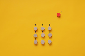 Conceptual image of standing out of the crow and uniqueness