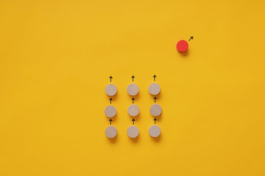 Conceptual image of standing out of the crow and uniqueness