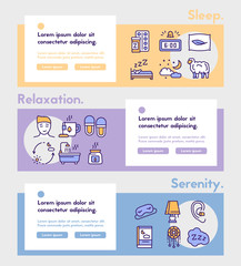 Sleep and insomnia color linear vector icons set.