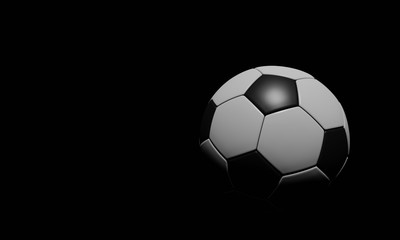 Fototapeta na wymiar Realistic soccer ball or football ball basic pattern on black background. 3d Style vector Ball on black tone use for background and wallpaper.