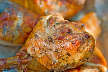 Grilled Chicken Cooking Meat On Grid