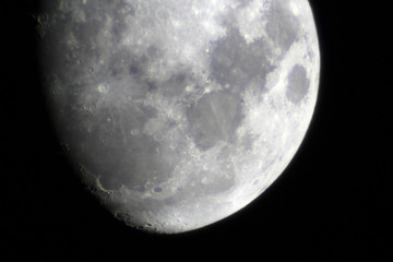 Moon through telescope. Big magnification