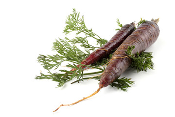 Violet carrots and leaves