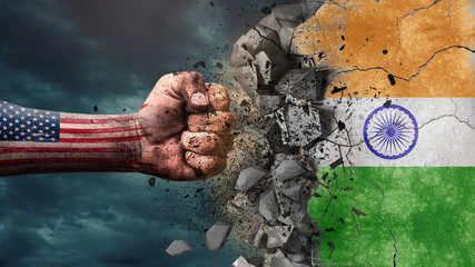 Fist breaking rock. USA destroying India